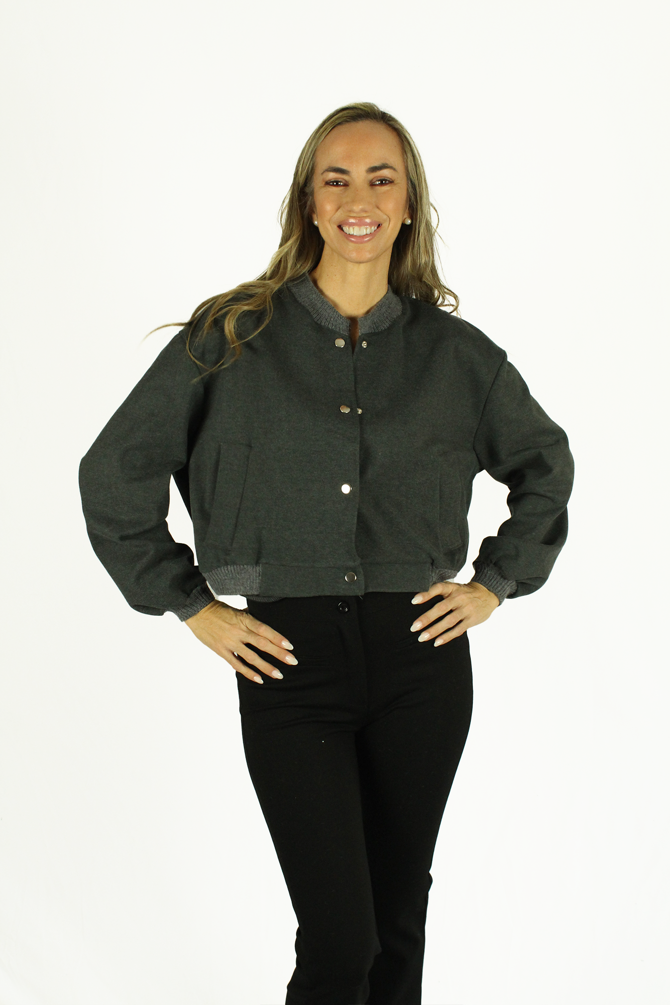BOMBER FIELTRO GRIS