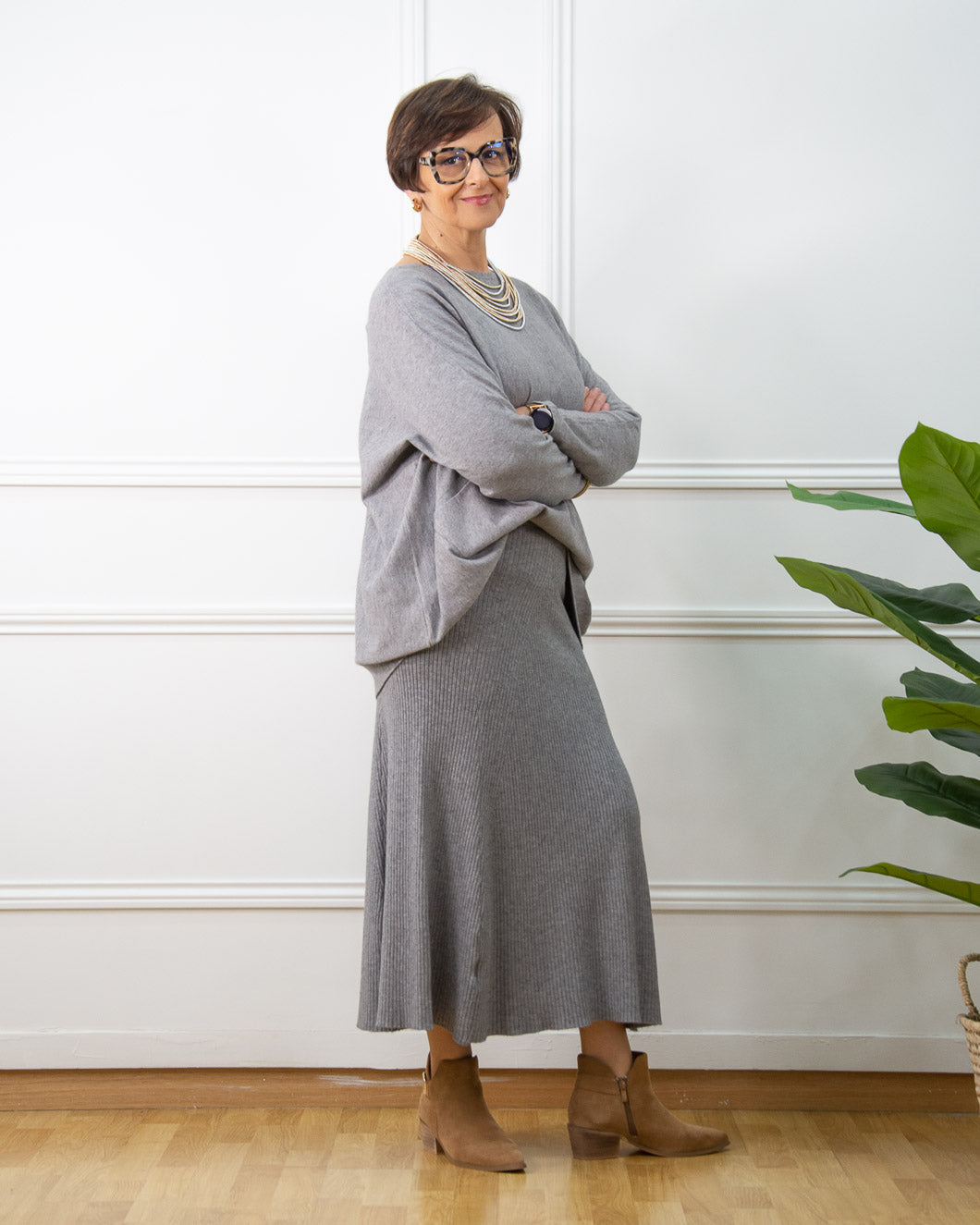 FALDA CLAUDIA GRIS