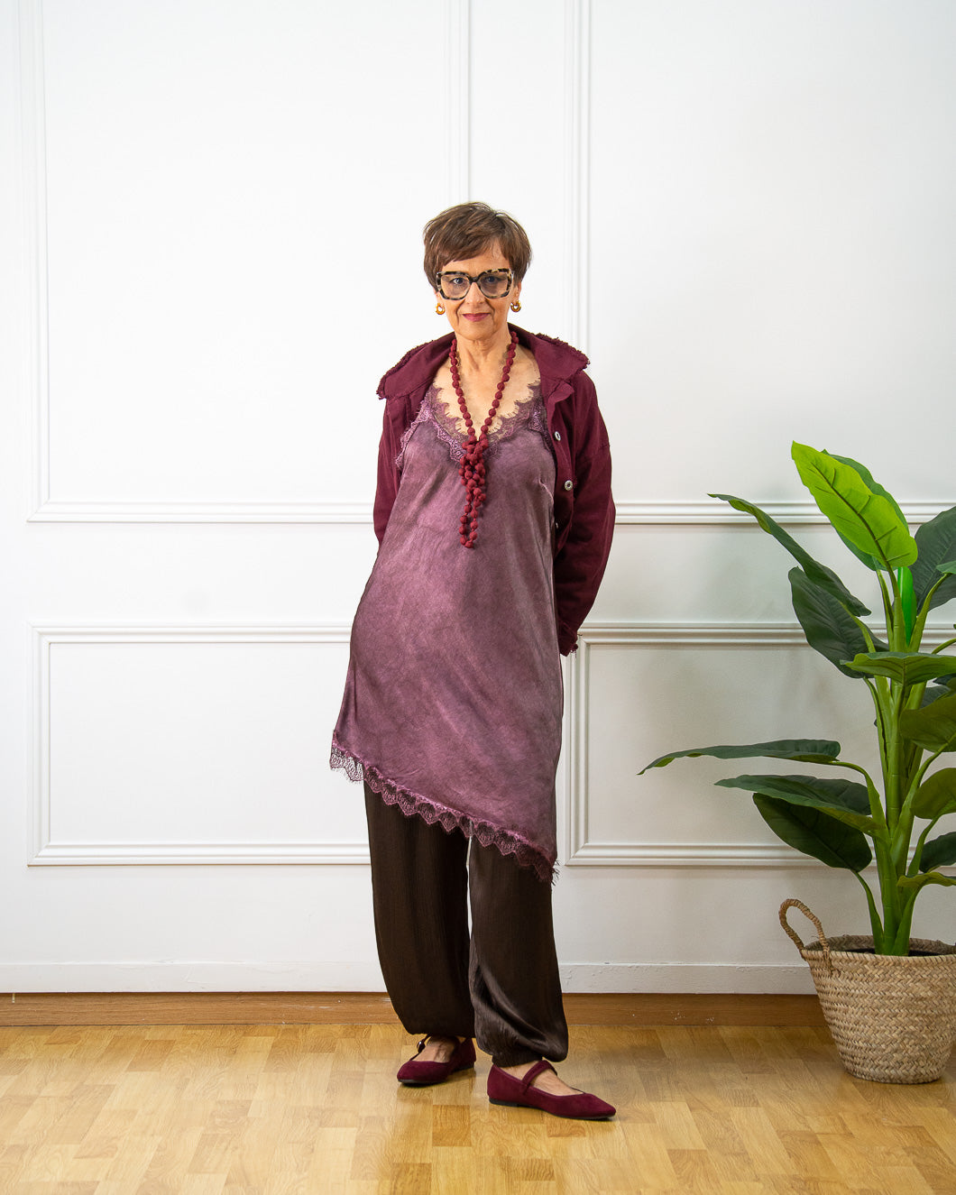 VESTIDO LENCERO GRANATE