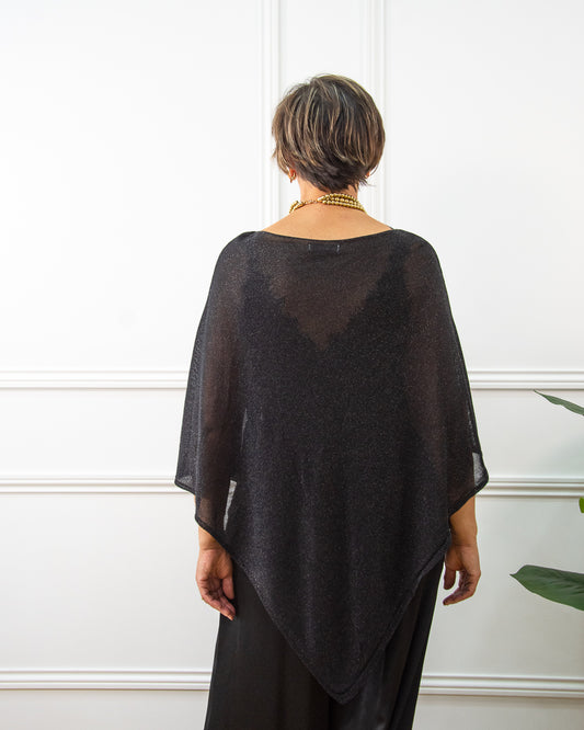 PONCHO BRILLO NEGRO