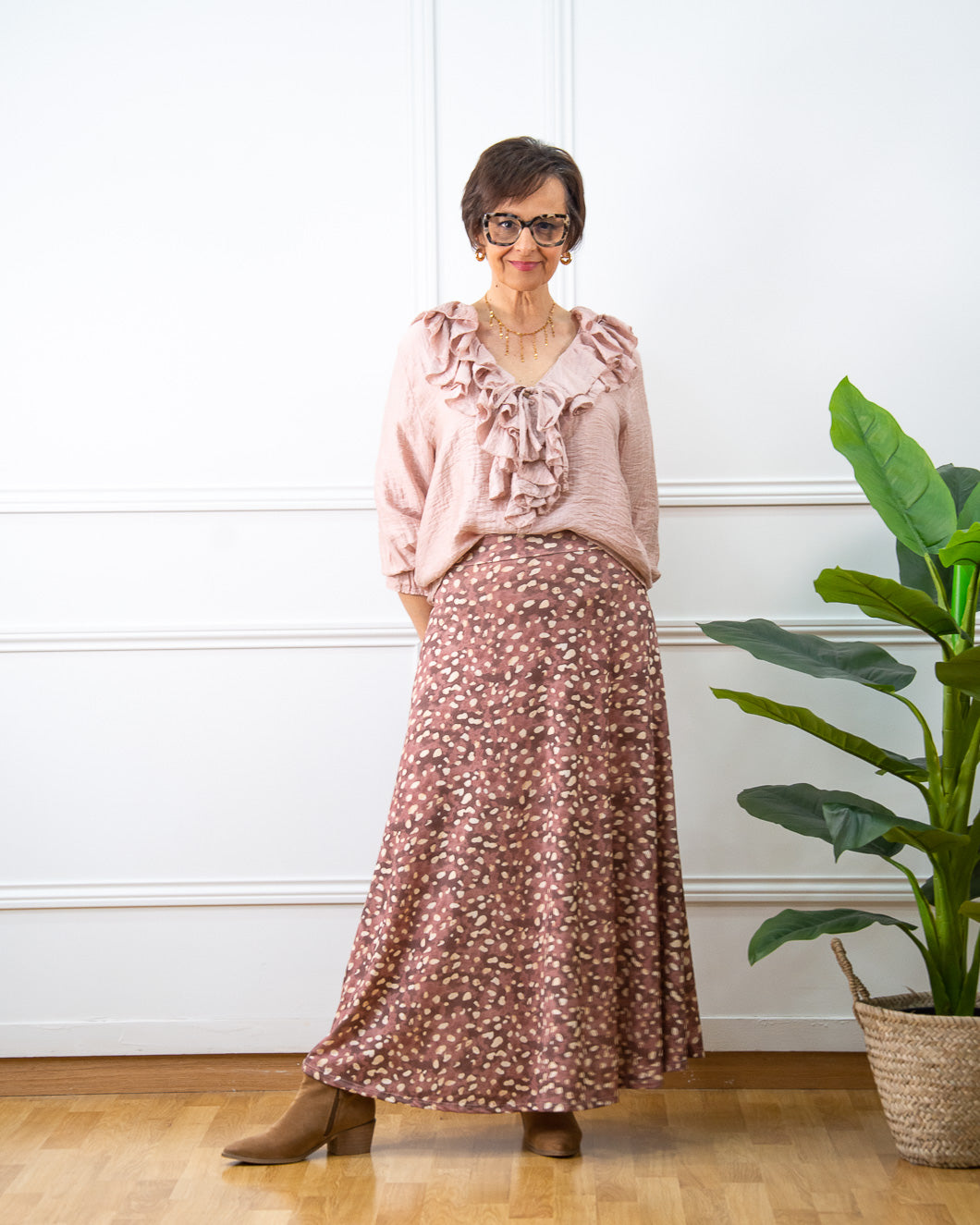 BLUSA VOLANTITO ROSA PALO