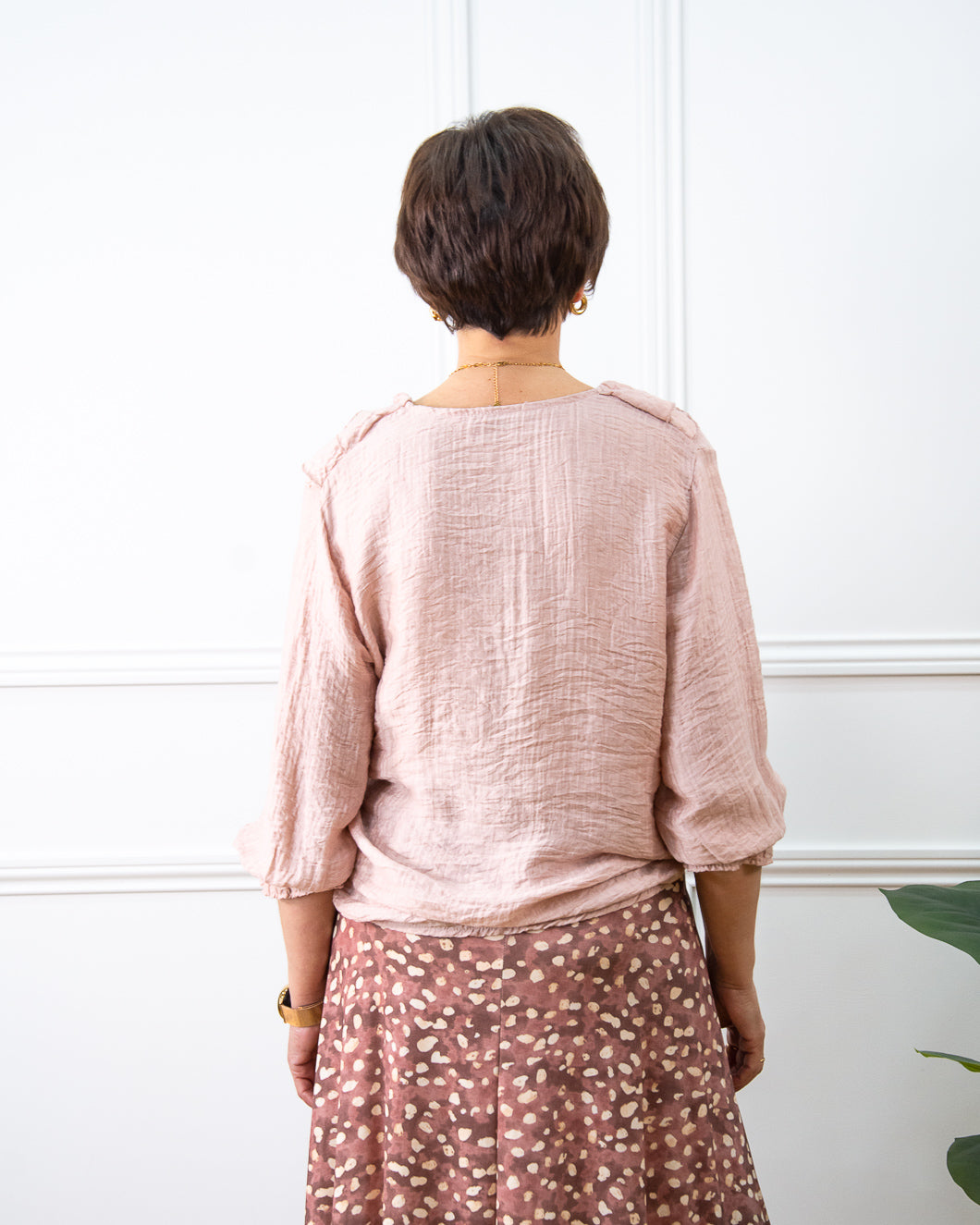 BLUSA VOLANTITO ROSA PALO