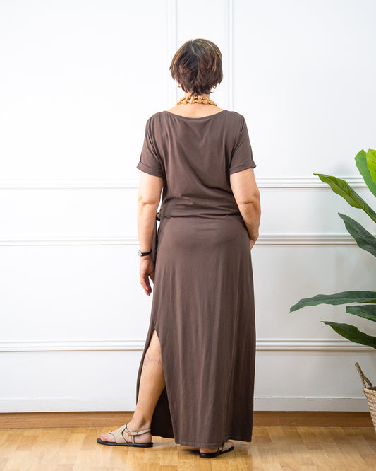 VESTIDO NUDO MARRÓN