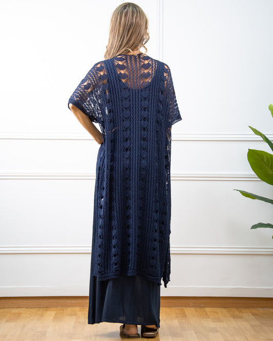 CHAQUETA MAXI GANCHILLO AZUL