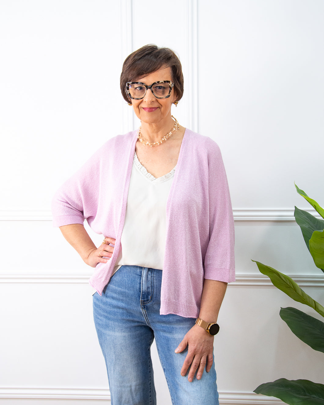 CHAQUETA LÚREX LILA