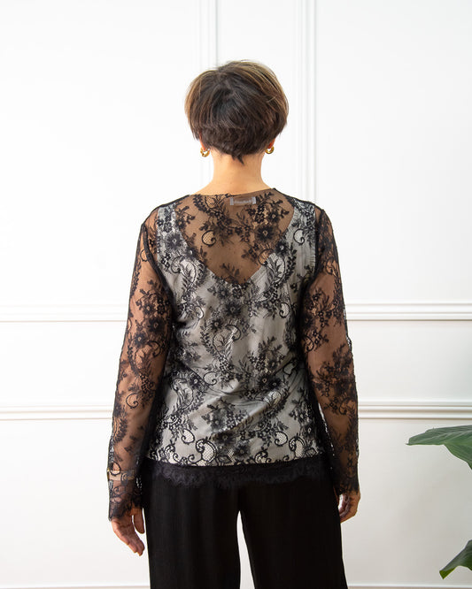 CAMISETA ENCAJE NEGRO