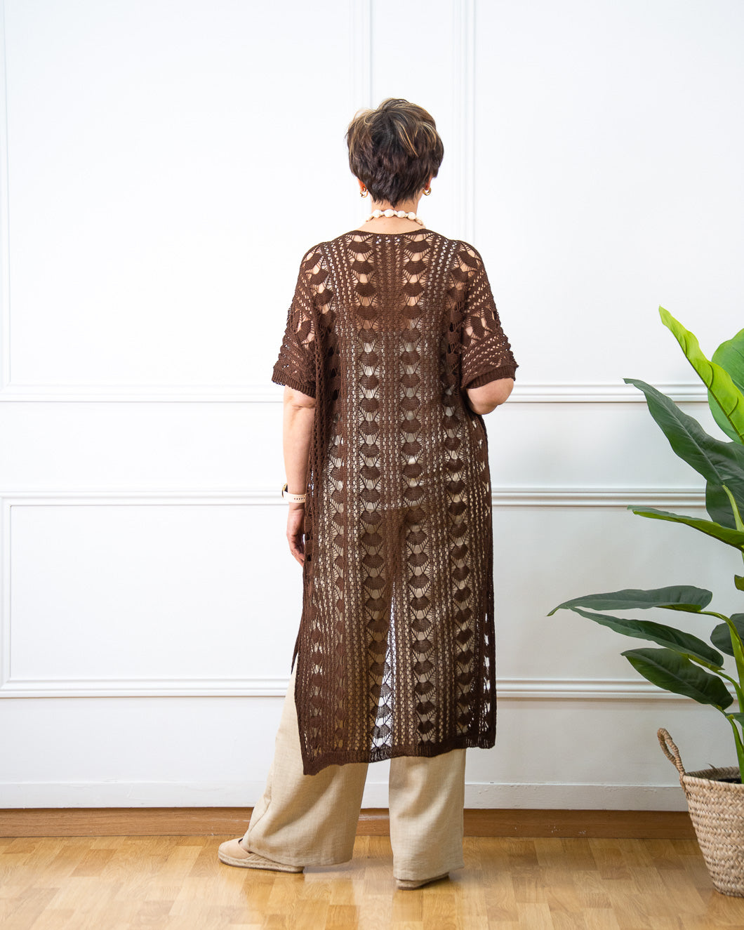 CHAQUETA MAXI GANCHILLO MARRÓN
