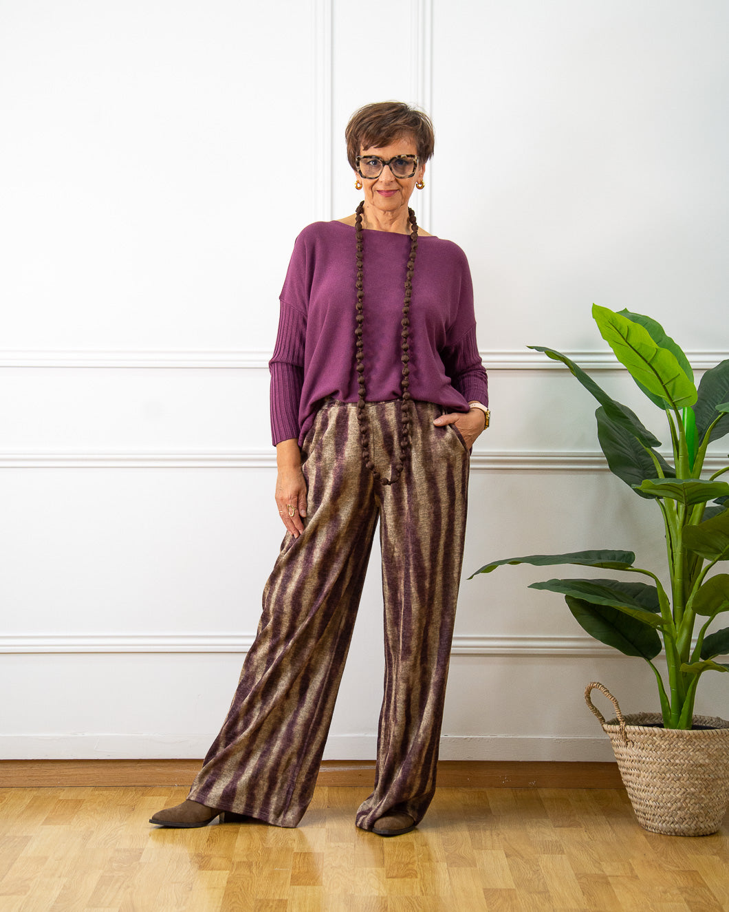 PANTALÓN ZEBRA GRANATE