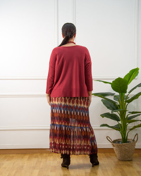 FALDA BOHO GRANATE
