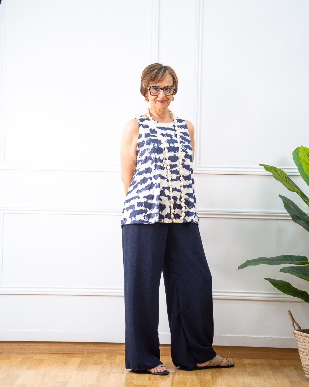 BLUSA MANCHAS AZUL MARINO