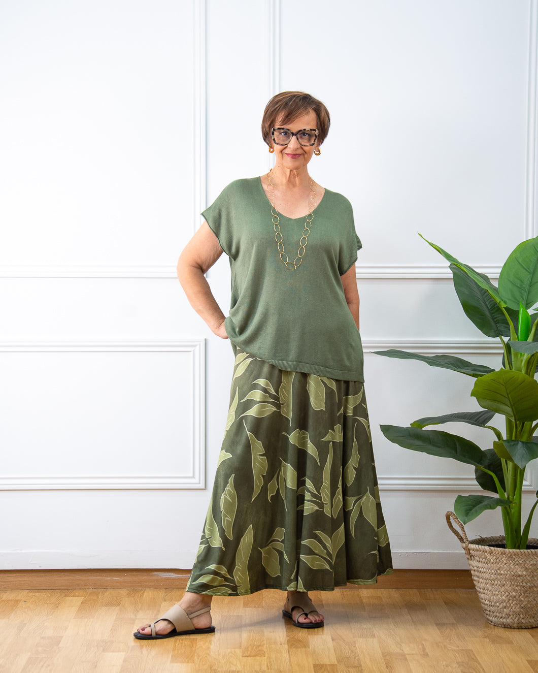 FALDA HOJAS VERDE