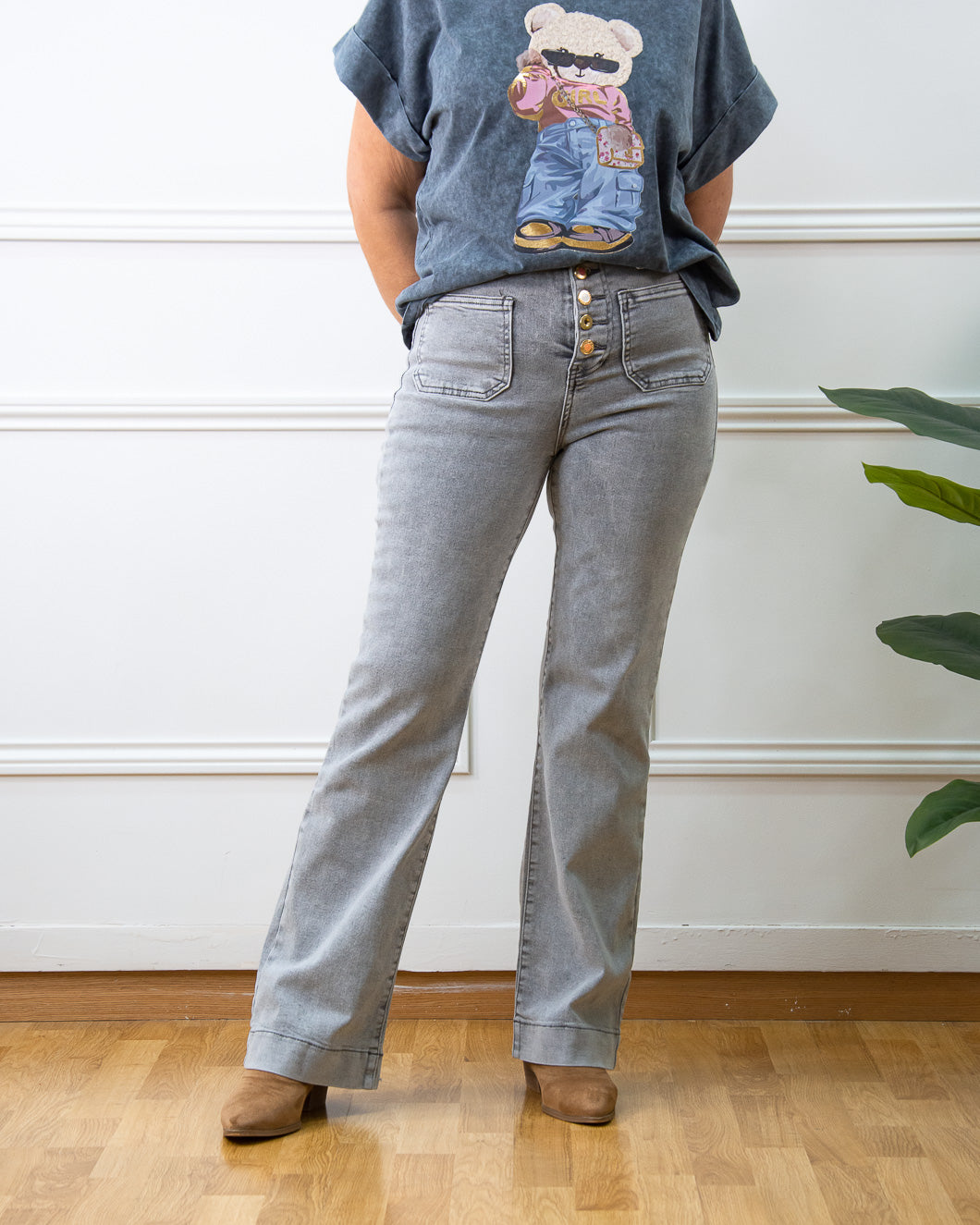 PANTALÓN BOTONES LASER GRIS