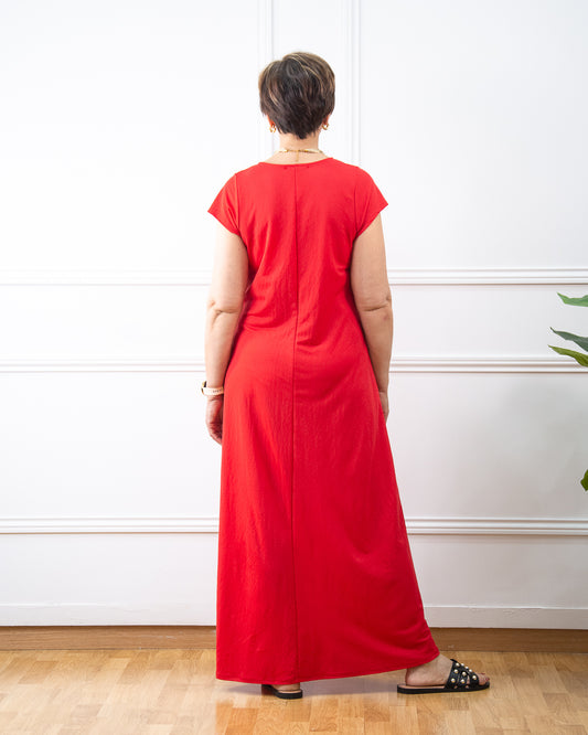 VESTIDO VENEZIA PICO ROJO