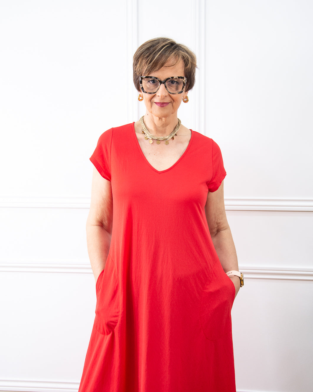VESTIDO VENEZIA PICO ROJO