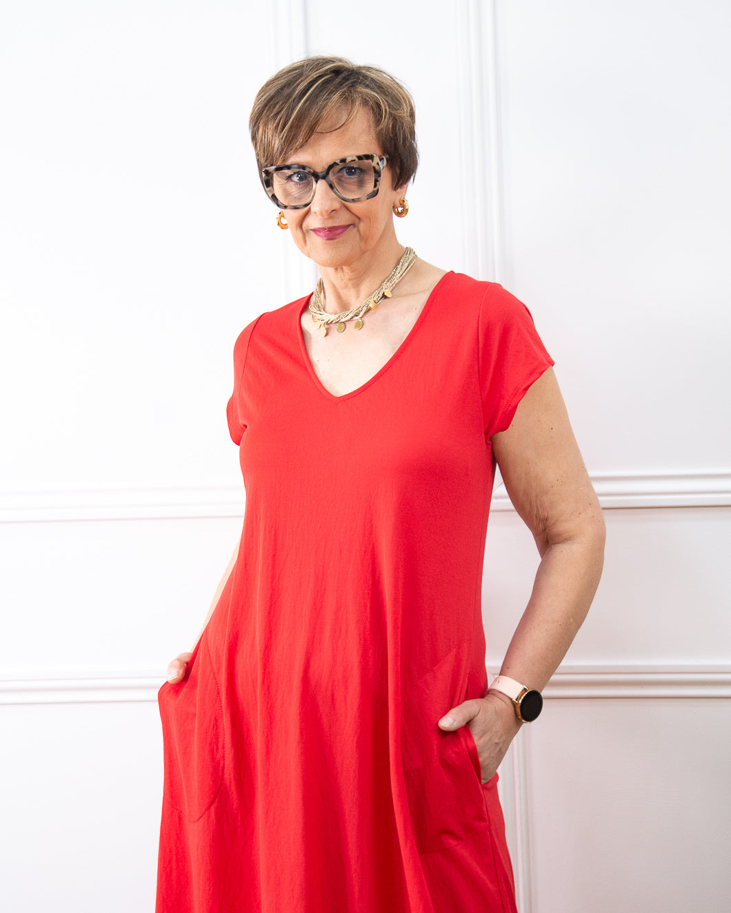 VESTIDO VENEZIA PICO ROJO