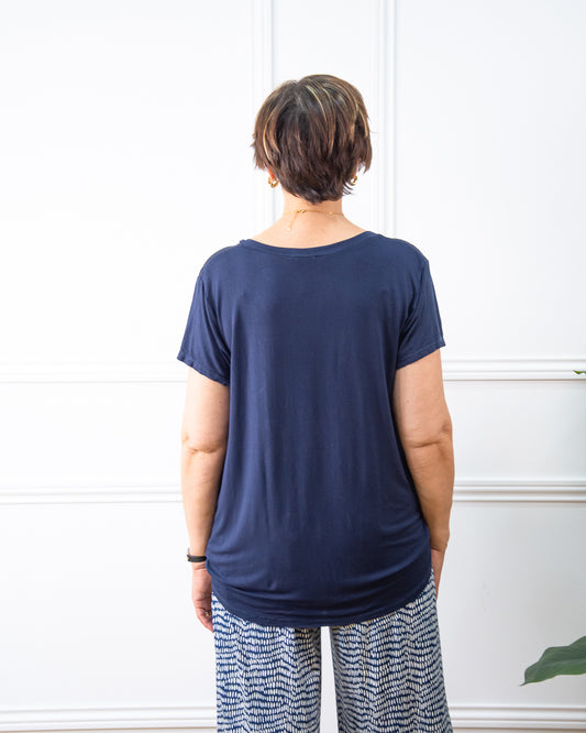 CAMISETA BOTONES AZUL MARINO