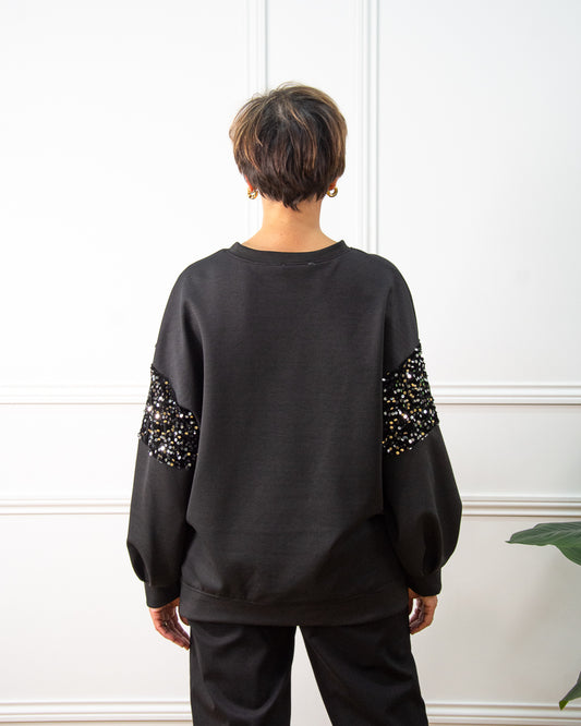 CAMISETA LENTEJUELAS NEGRO