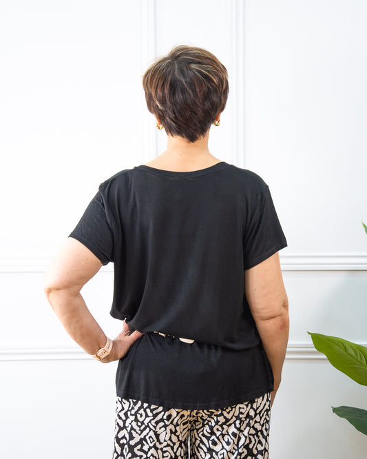 CAMISETA BOTONES NEGRO