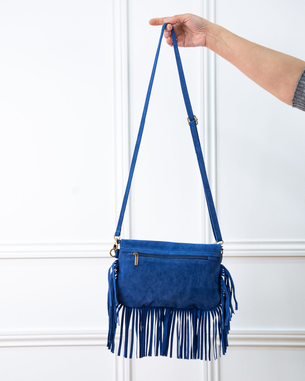 BOLSO FLECOS TACHAS AZUL