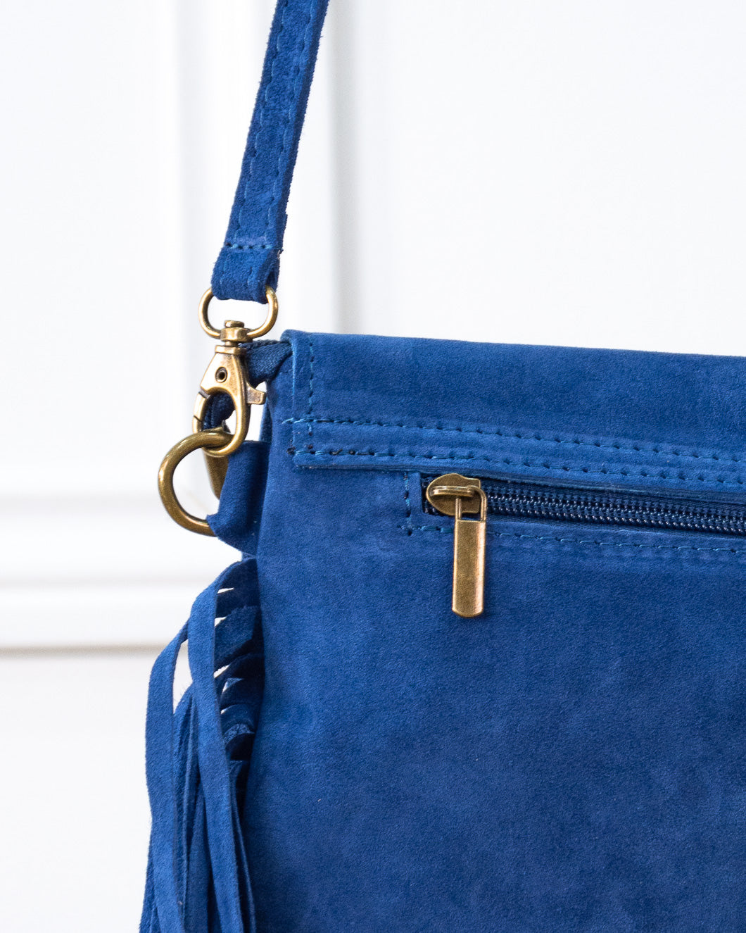 BOLSO FLECOS TACHAS AZUL