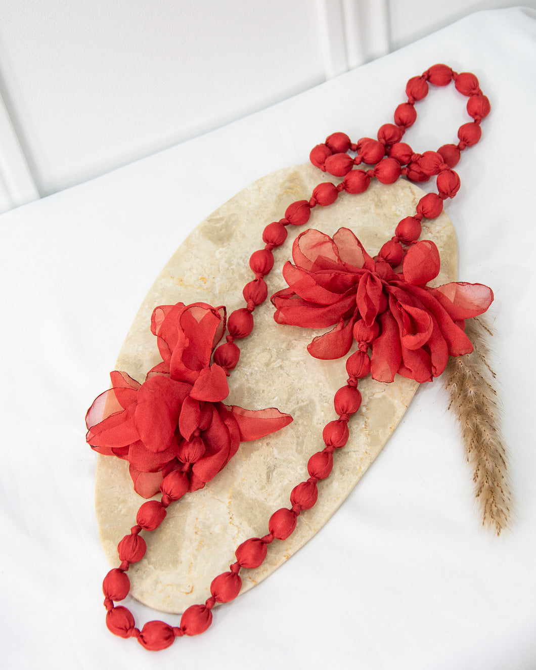 COLLAR SEDA FLOR TEJA