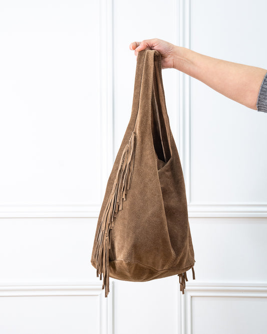BOLSO GÓNDOLA FLECOS TAUPE