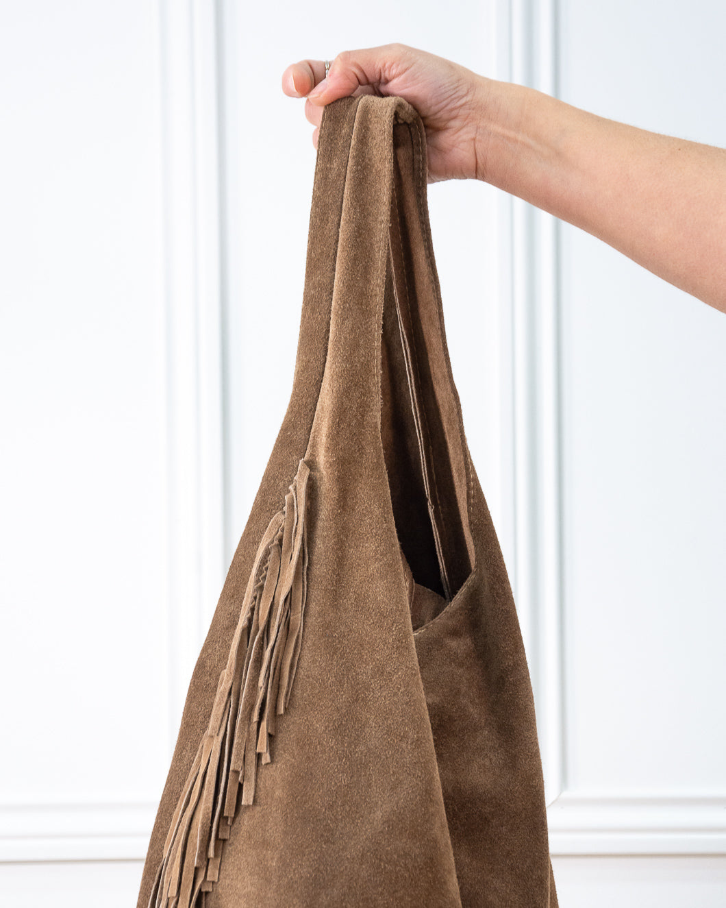 BOLSO GÓNDOLA FLECOS TAUPE