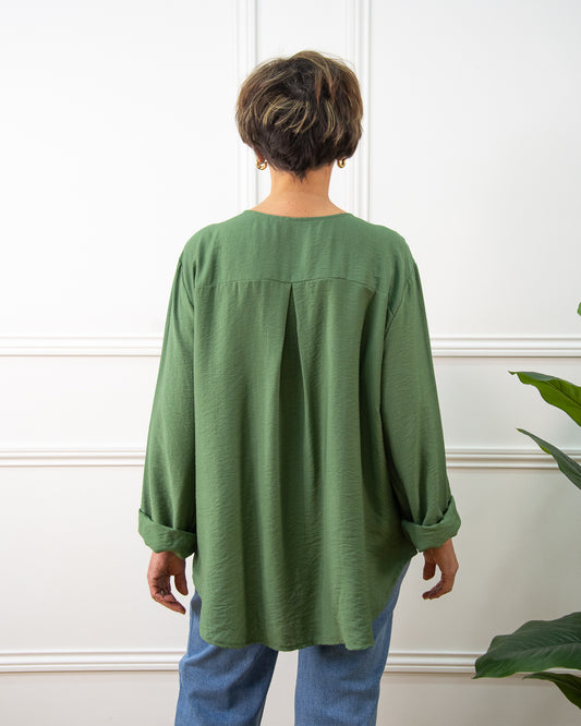 BLUSA BOTÓN VERDE KAKI
