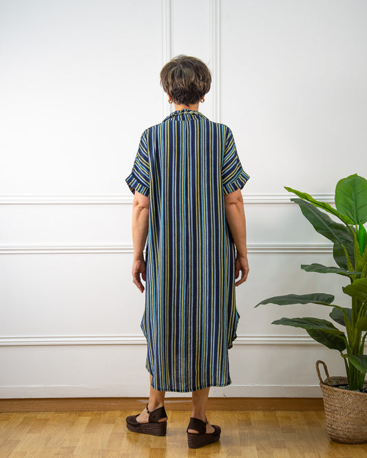 VESTIDO CAMISERO RAYAS AZUL