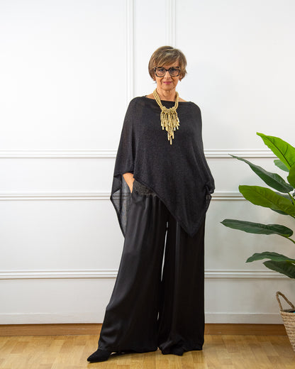 PONCHO BRILLO NEGRO