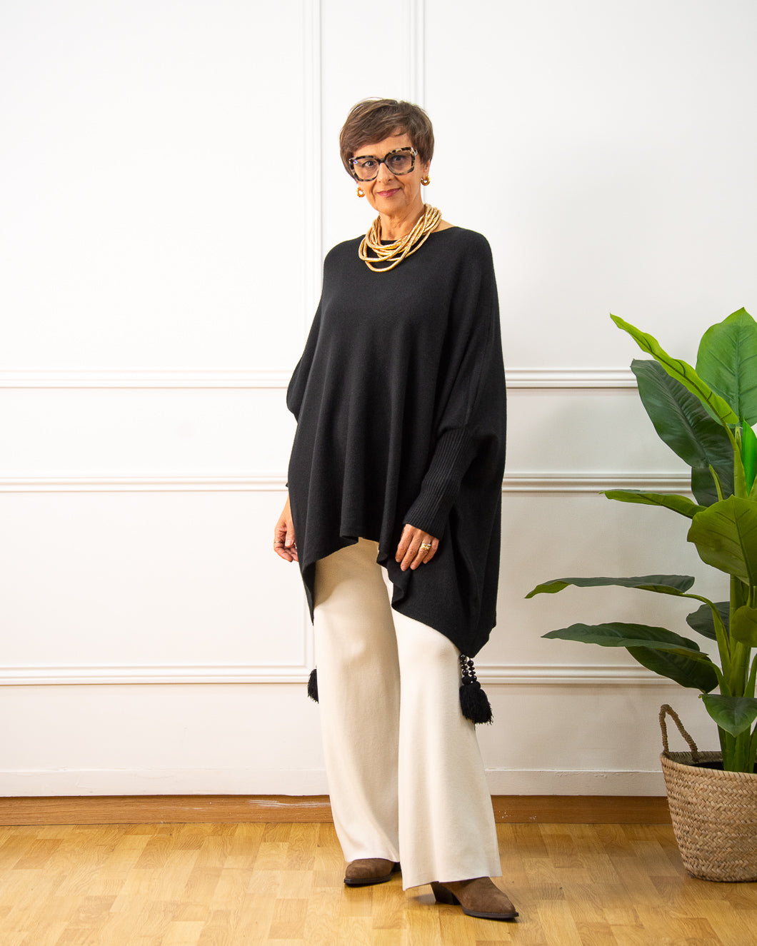 PONCHO BORLÓN NEGRO