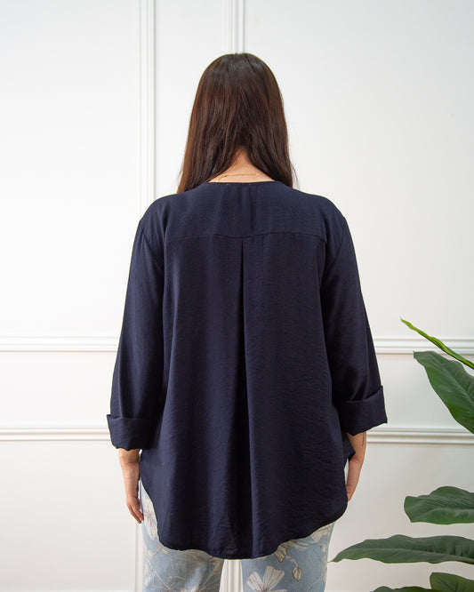 BLUSA BOTÓN AZUL MARINO