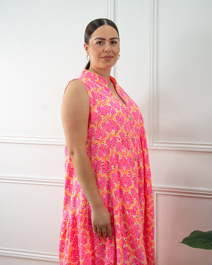 VESTIDO FLUOR VOLANTES