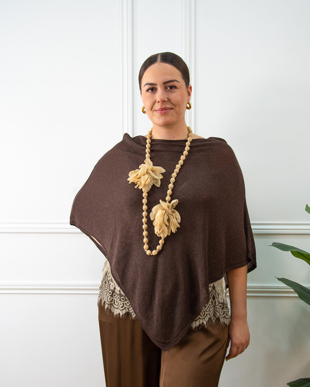 PONCHO BRILLO MARRÓN