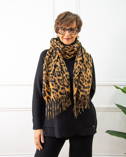 BUFANDA LEOPARDO FLECOS