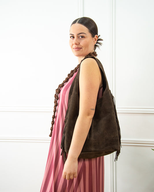 BOLSO GÓNDOLA FLECOS MARRÓN