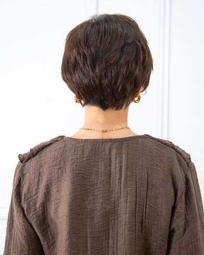 BLUSA VOLANTITO MARRÓN