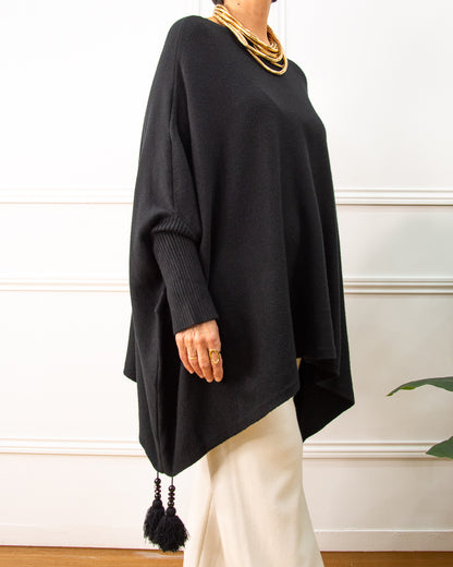 PONCHO BORLÓN NEGRO