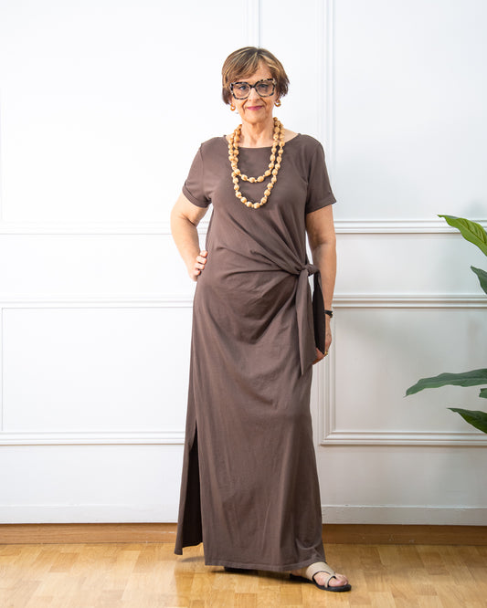 VESTIDO NUDO MARRÓN