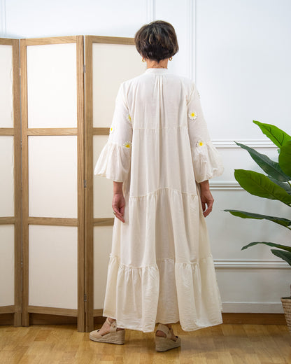 VESTIDO MARGARITAS BEIGE