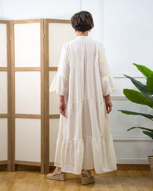 VESTIDO MARGARITAS BEIGE