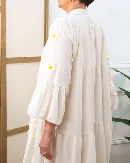 VESTIDO MARGARITAS BEIGE