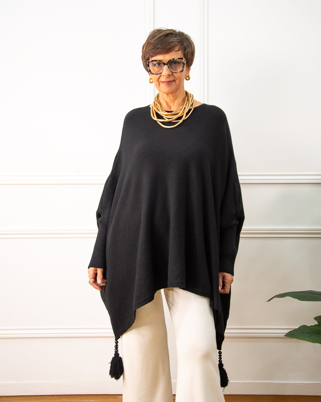 PONCHO BORLÓN NEGRO