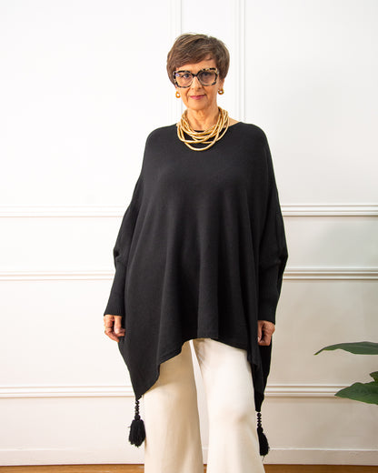 PONCHO BORLÓN NEGRO