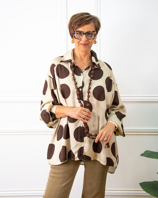 BLUSA LUNARES MARRÓN