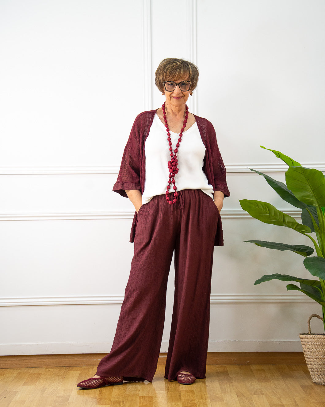 PANTALÓN BAMBULA GRANATE