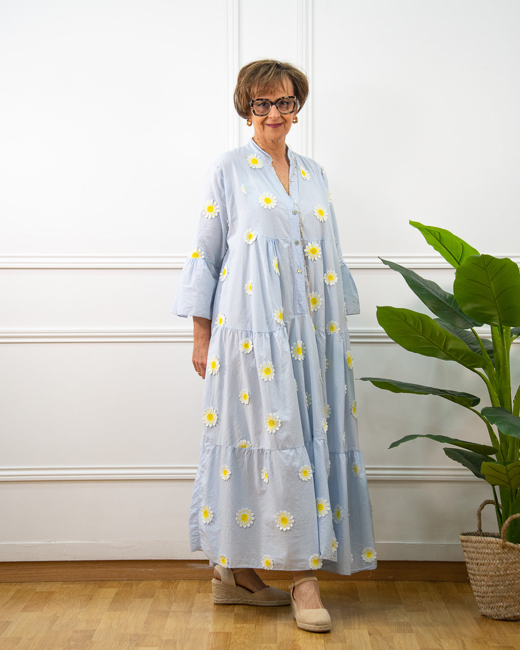 VESTIDO MARGARITAS AZUL