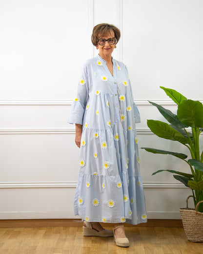 VESTIDO MARGARITAS AZUL