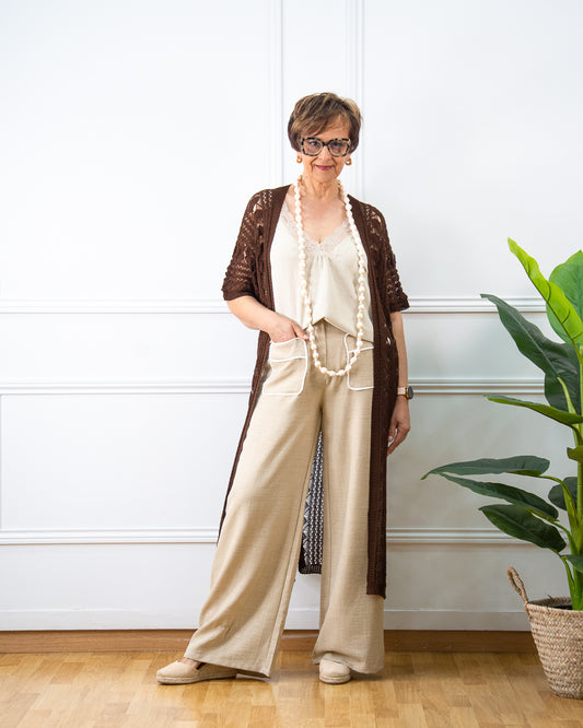 CHAQUETA MAXI GANCHILLO MARRÓN