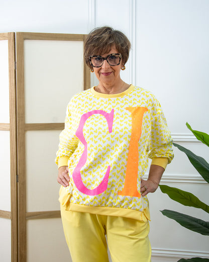 SUDADERA CORAZÓN AMARILLO